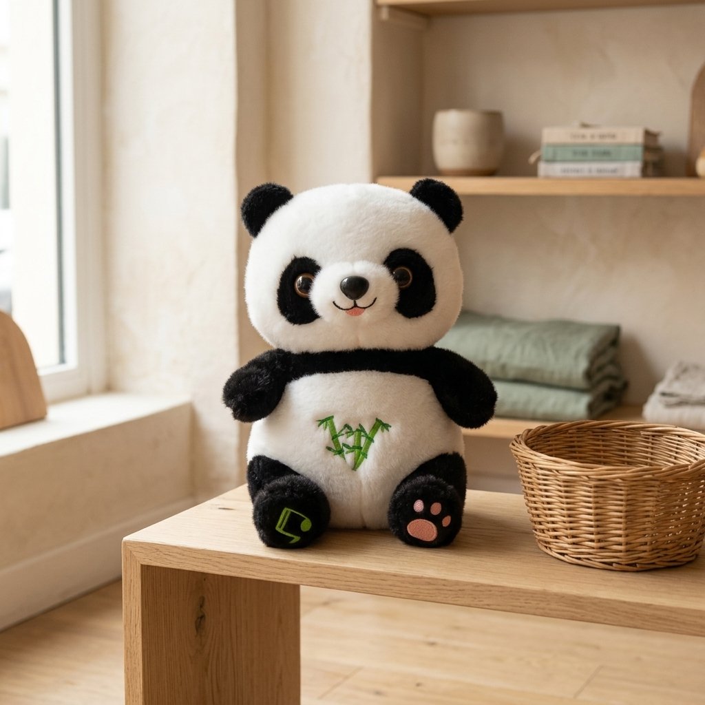 Peluche panda sur une étagère