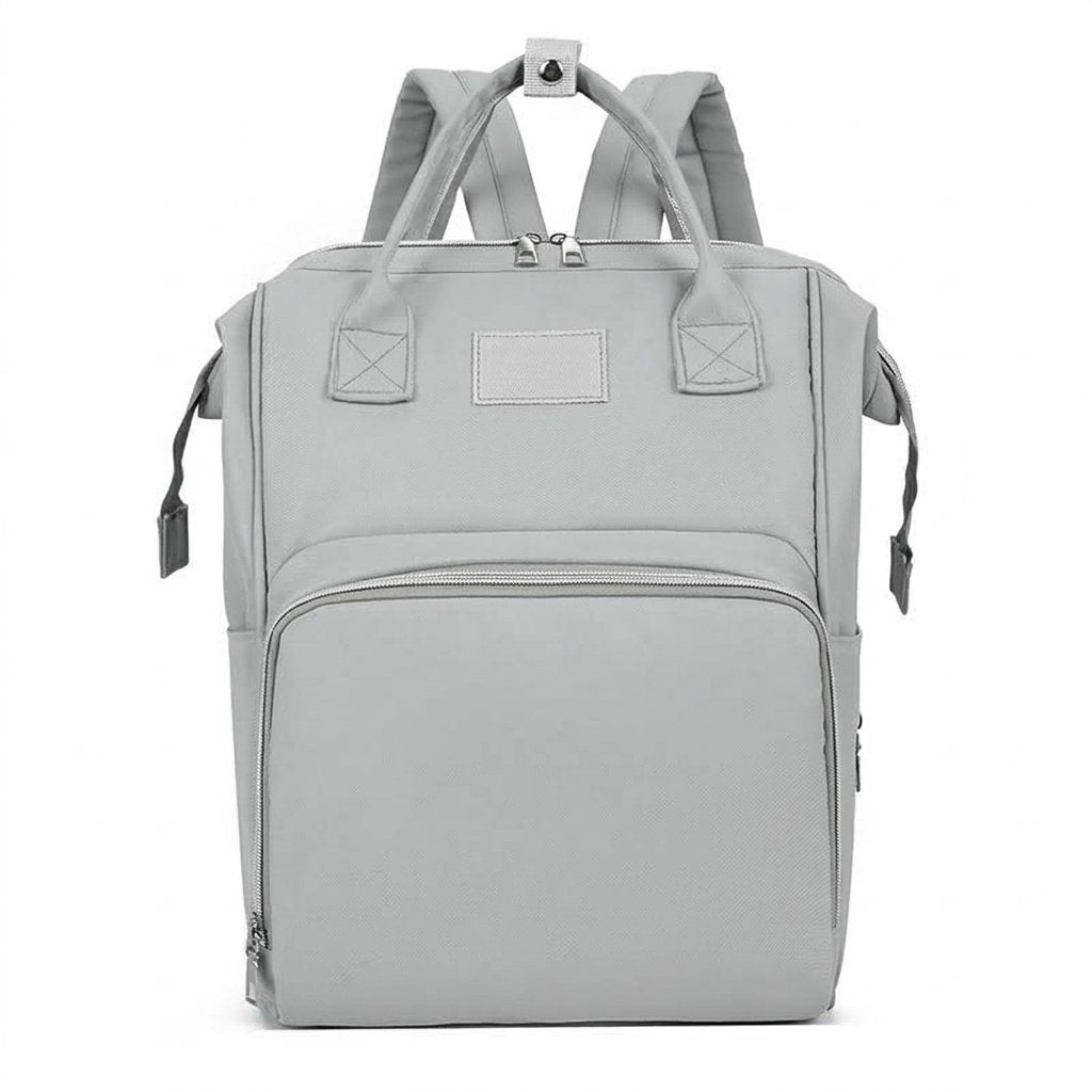 Sac à dos à langer gris à grande ouverture
