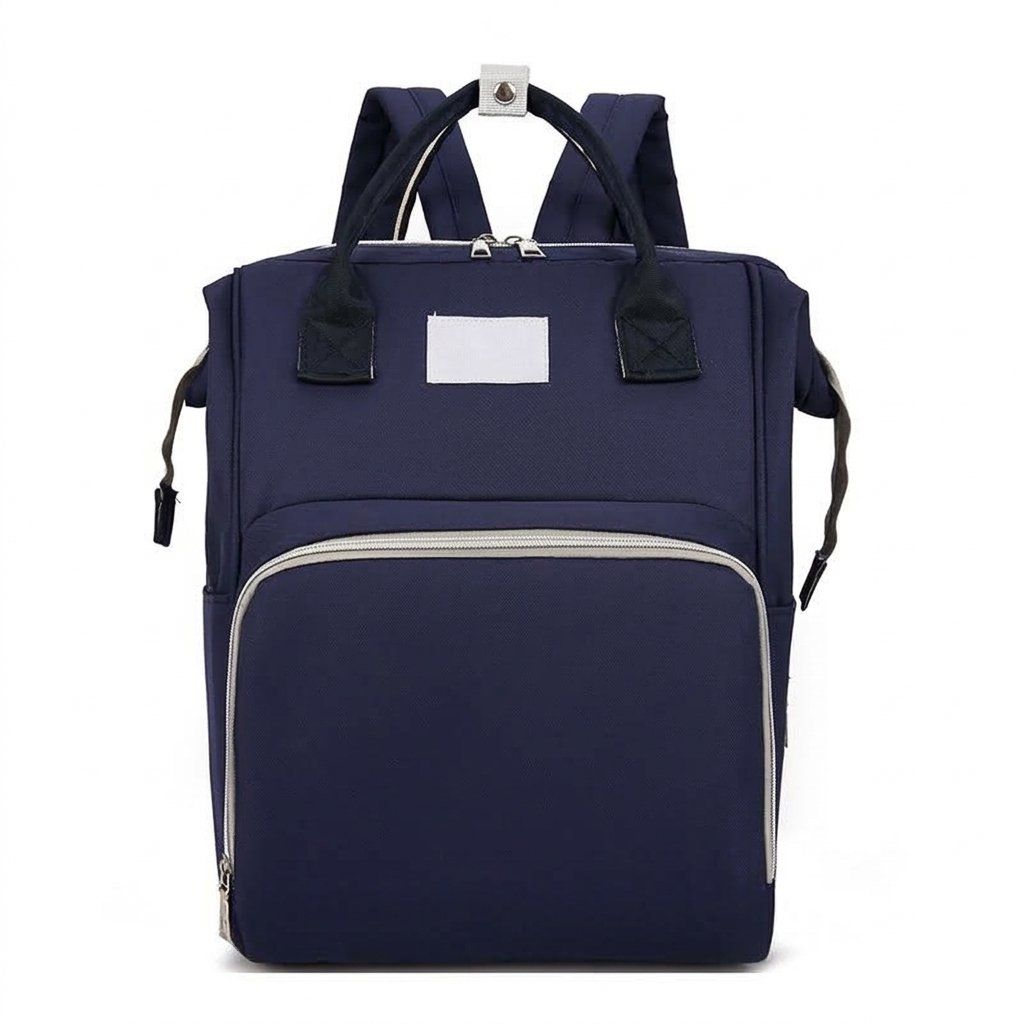Sac à dos à langer bleu marine à grande ouverture