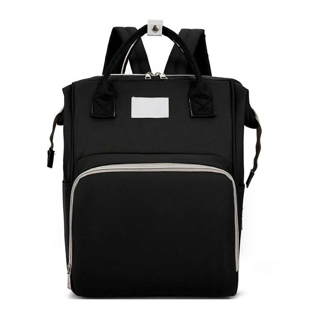 Sac à dos à langer noir à grande ouverture