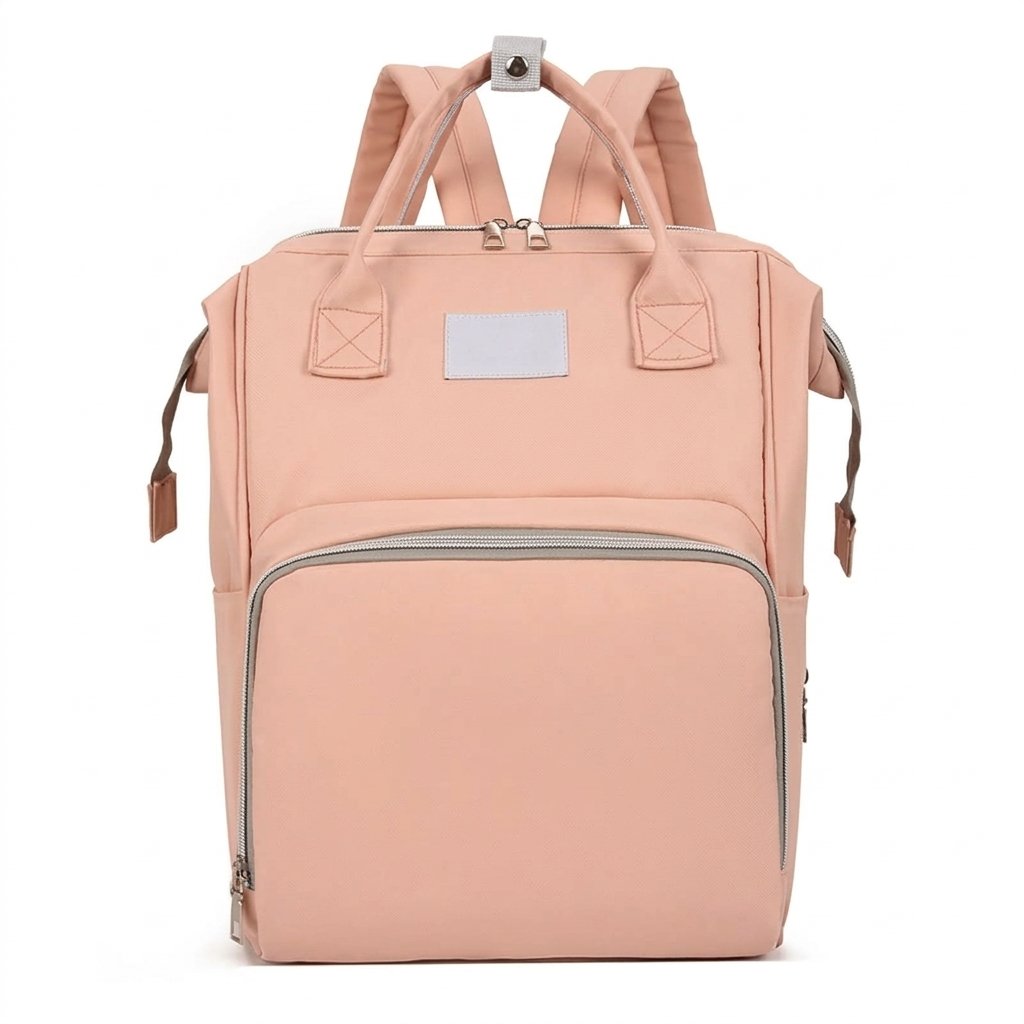 Sac à dos à langer rose à grande ouverture