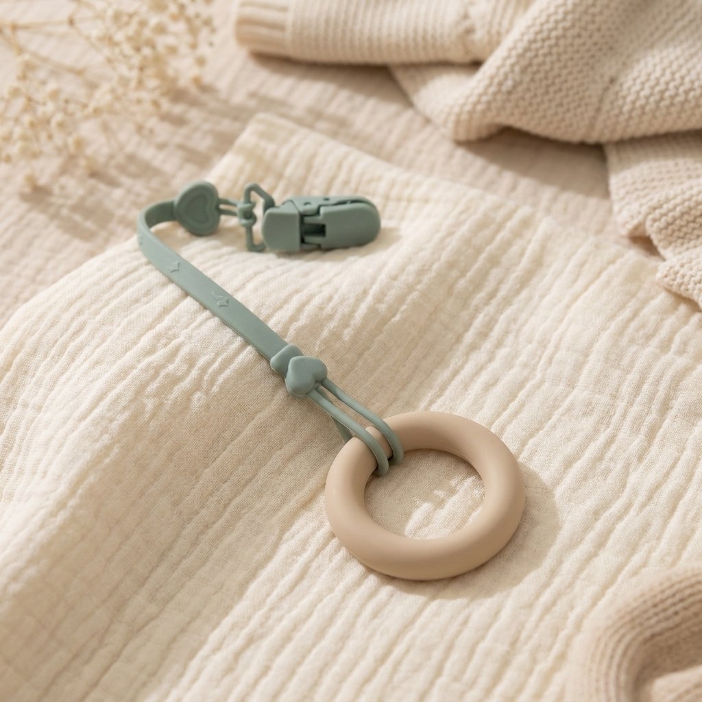 Attache silicone retenant un anneau de dentition Image