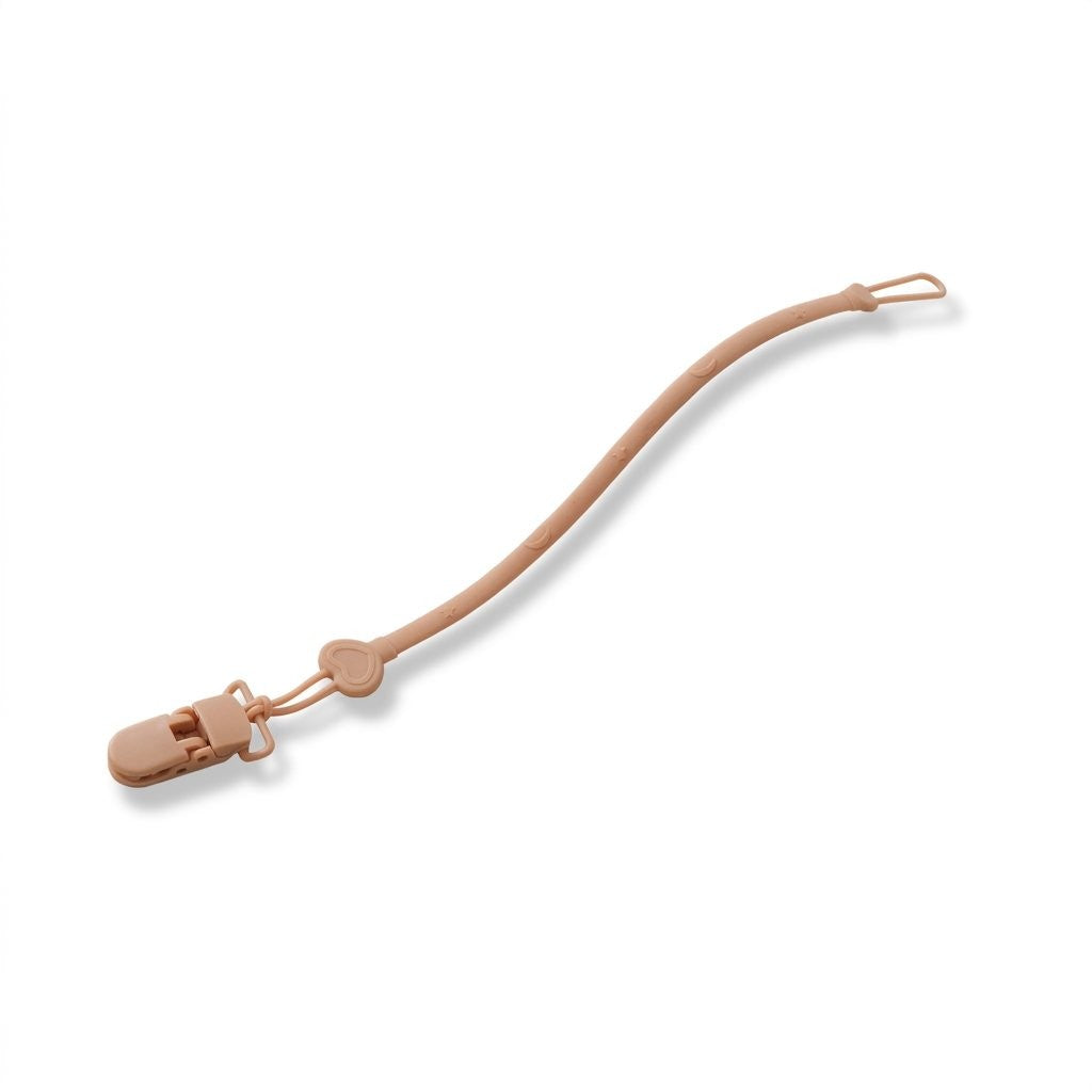 Attache silicone caramel pour tétine et anneau de dentition