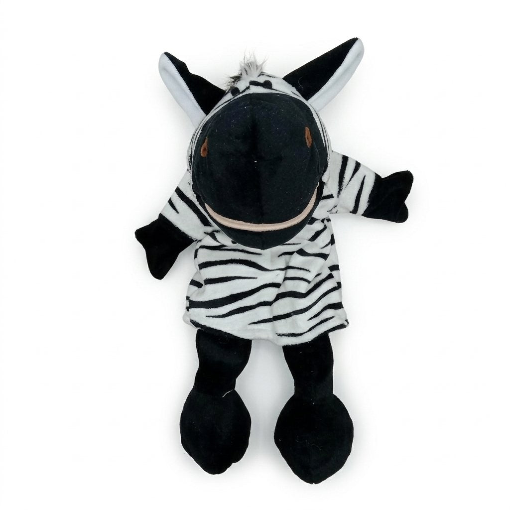 Marionnette à main zèbre en peluche