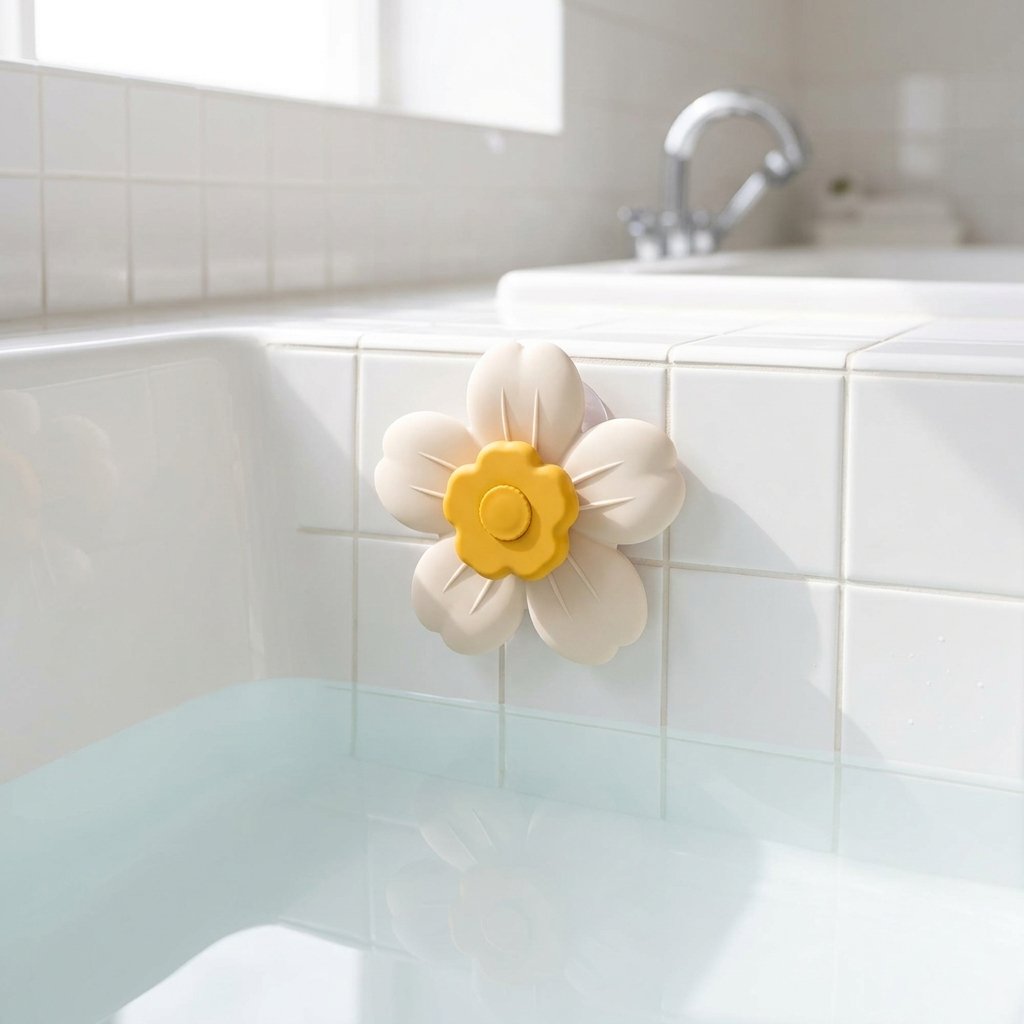 Spinner fleur fixé au bord d'une baignoire