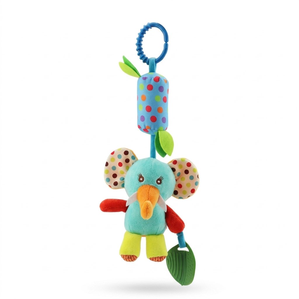 Hochet bébé à suspendre en peluche, éléphant