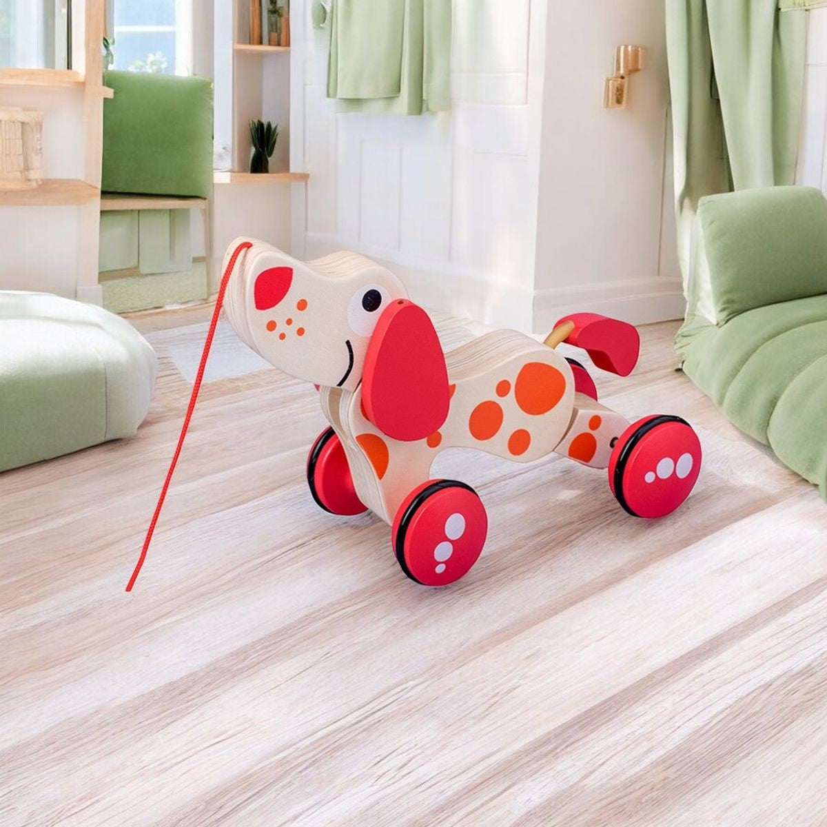 Chien à tirer dans une chambre d'enfant