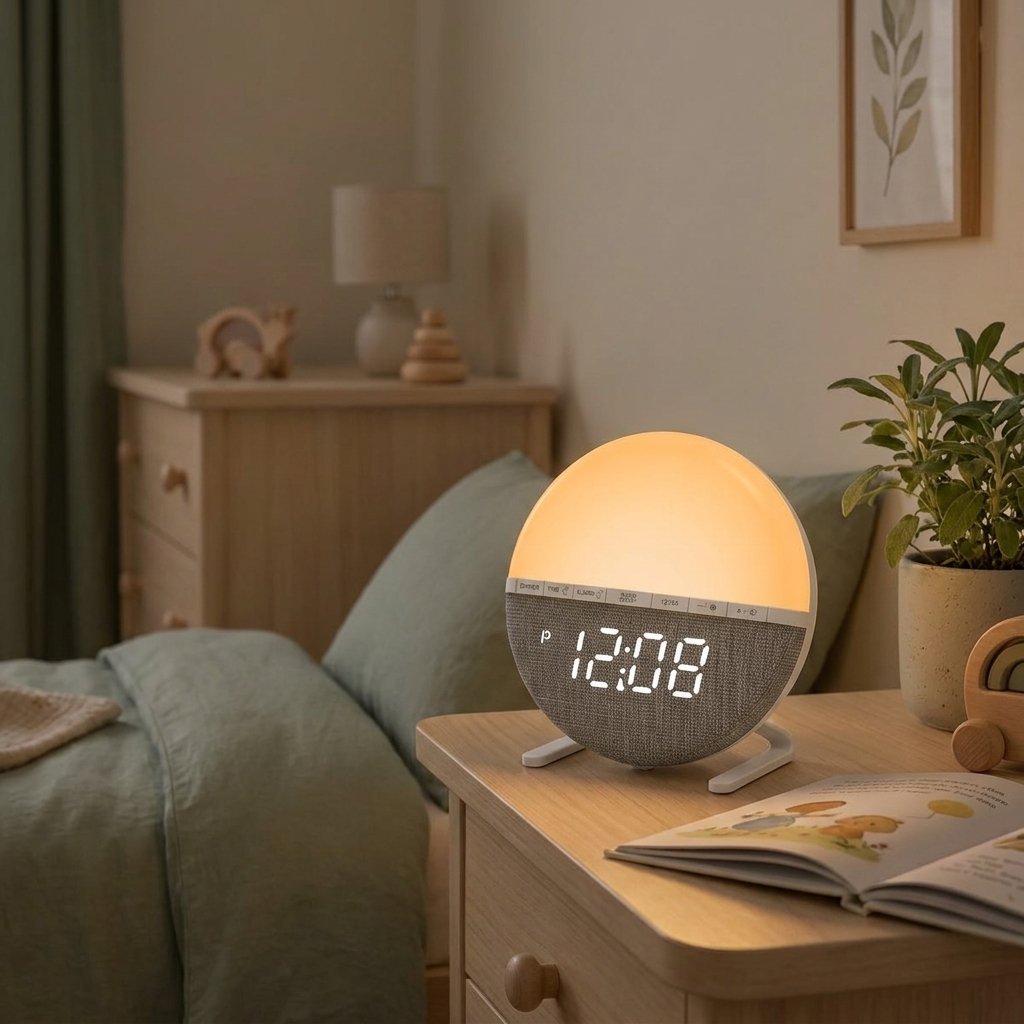Réveil simulateur d'aube en lampe de chevet le soir