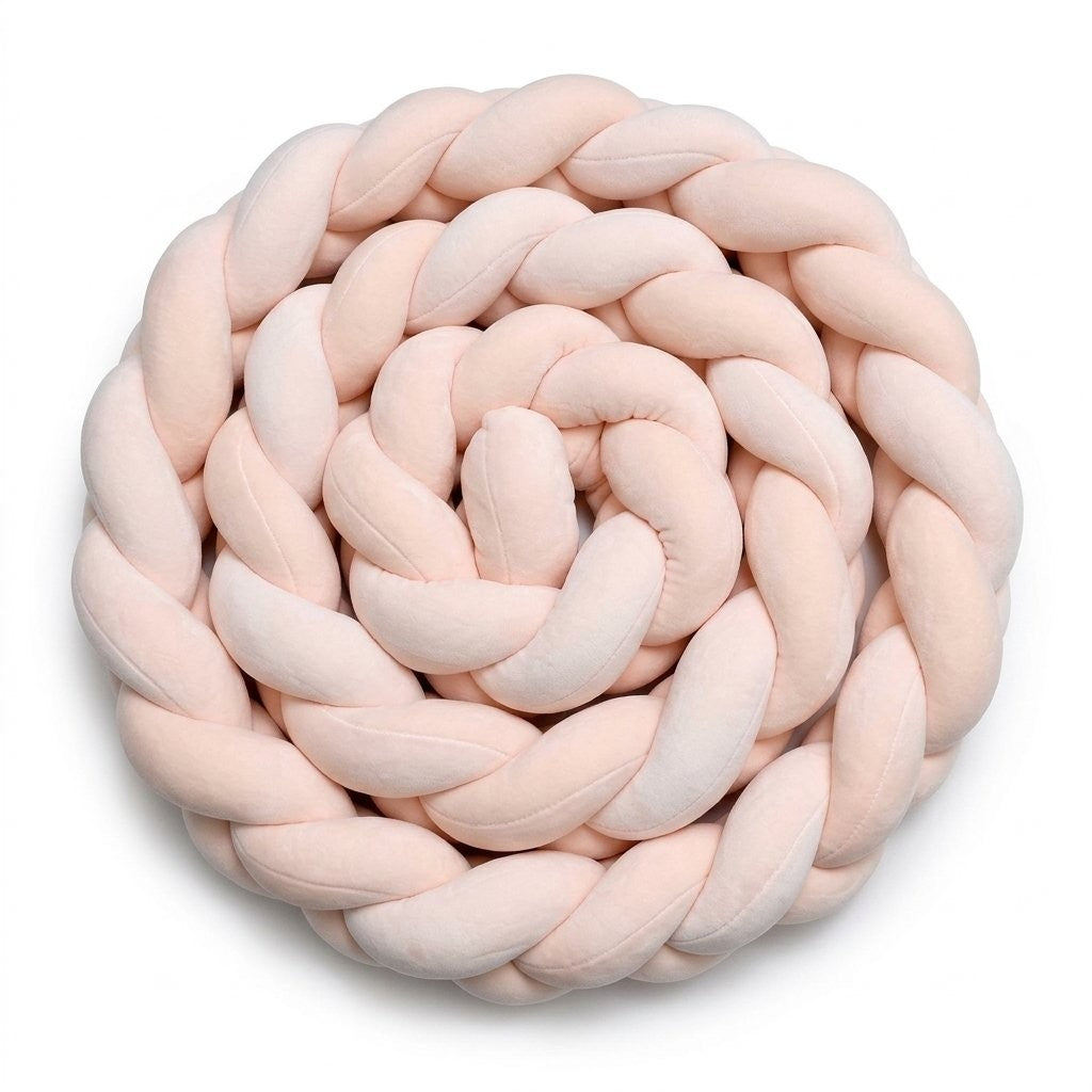 Tresse de lit 3 brins en velours rose poudré