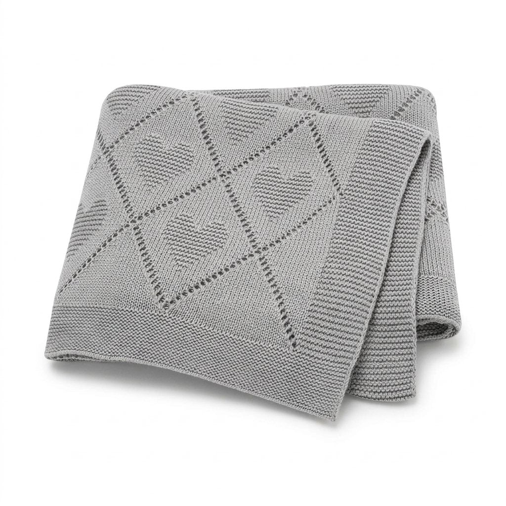 Couverture bébé en tricot de coton gris