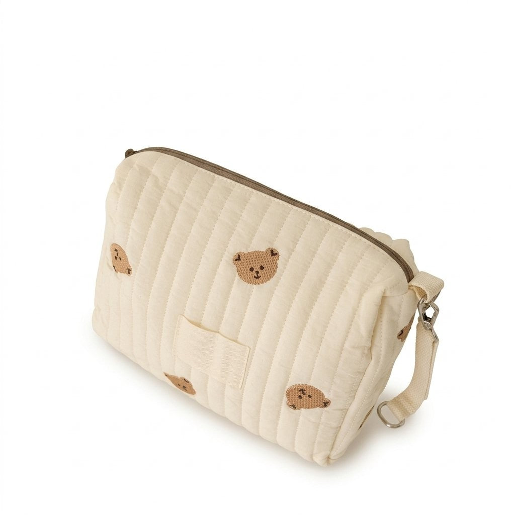 Trousse de toilette bébé matelassée brodée d'oursons
