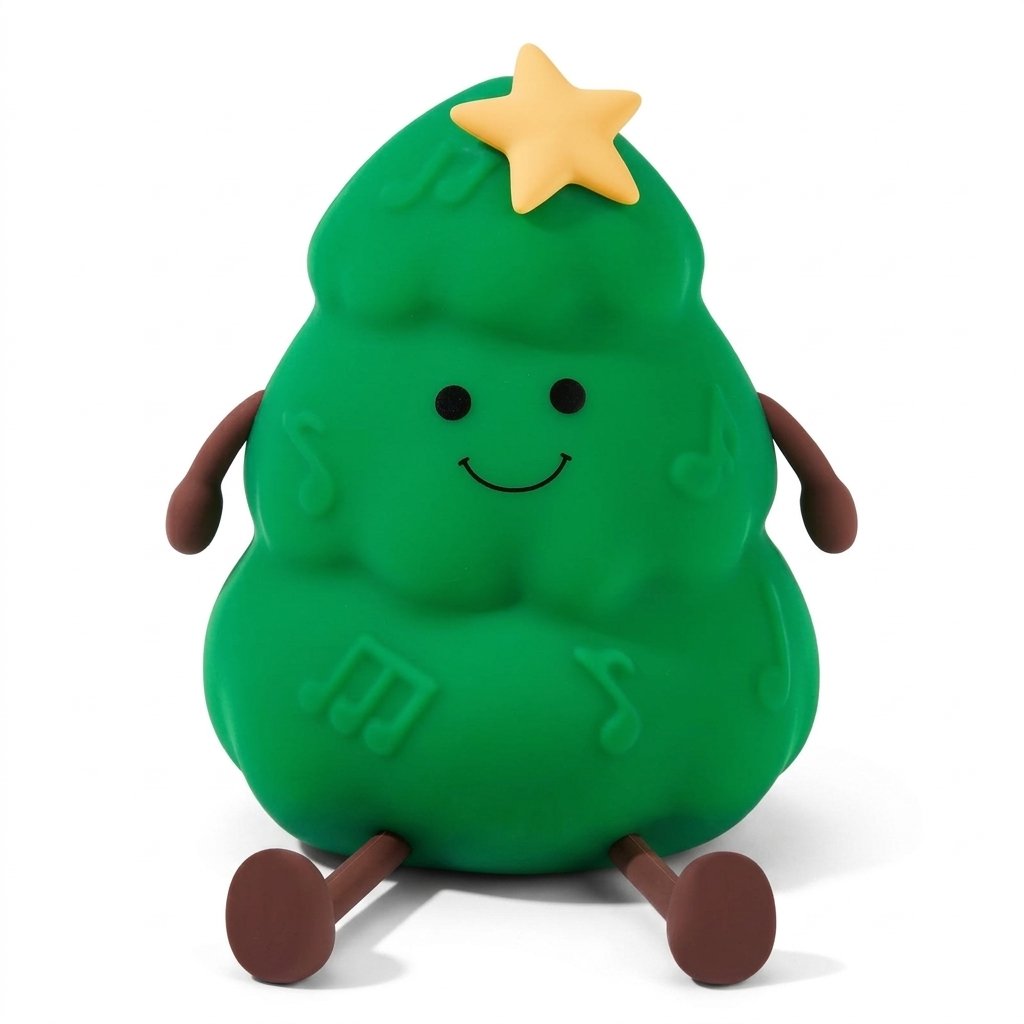 Veilleuse sapin de Noël vert en silicone, étoile au sommet