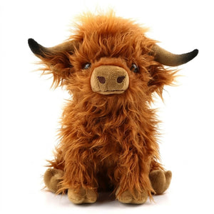 Peluche vache des Highlands rousse à longs poils