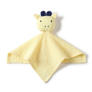 Doudou vache en gaze de coton jaune