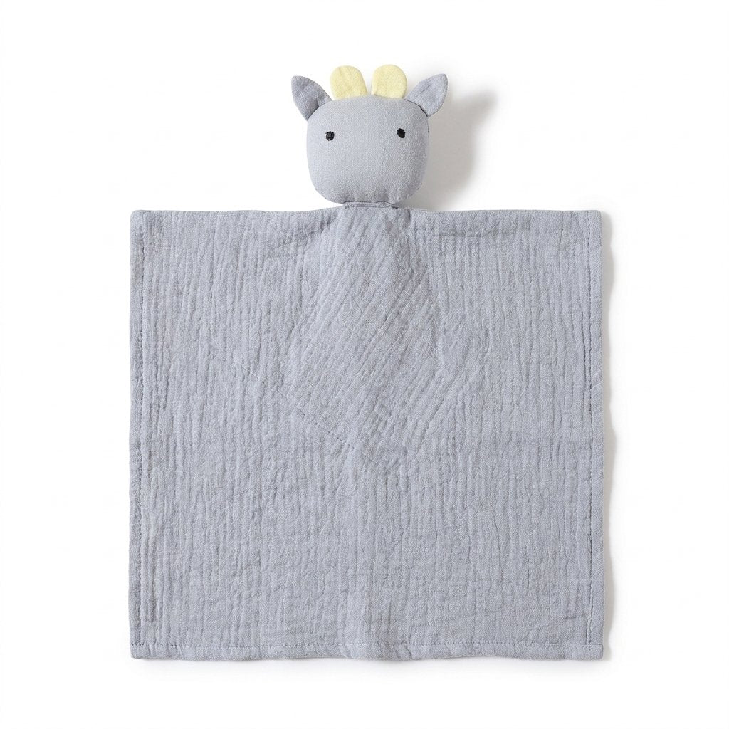 Doudou vache en gaze de coton gris