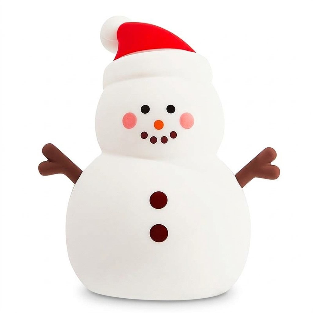 Veilleuse bonhomme de neige en silicone avec bonnet de Noël rouge