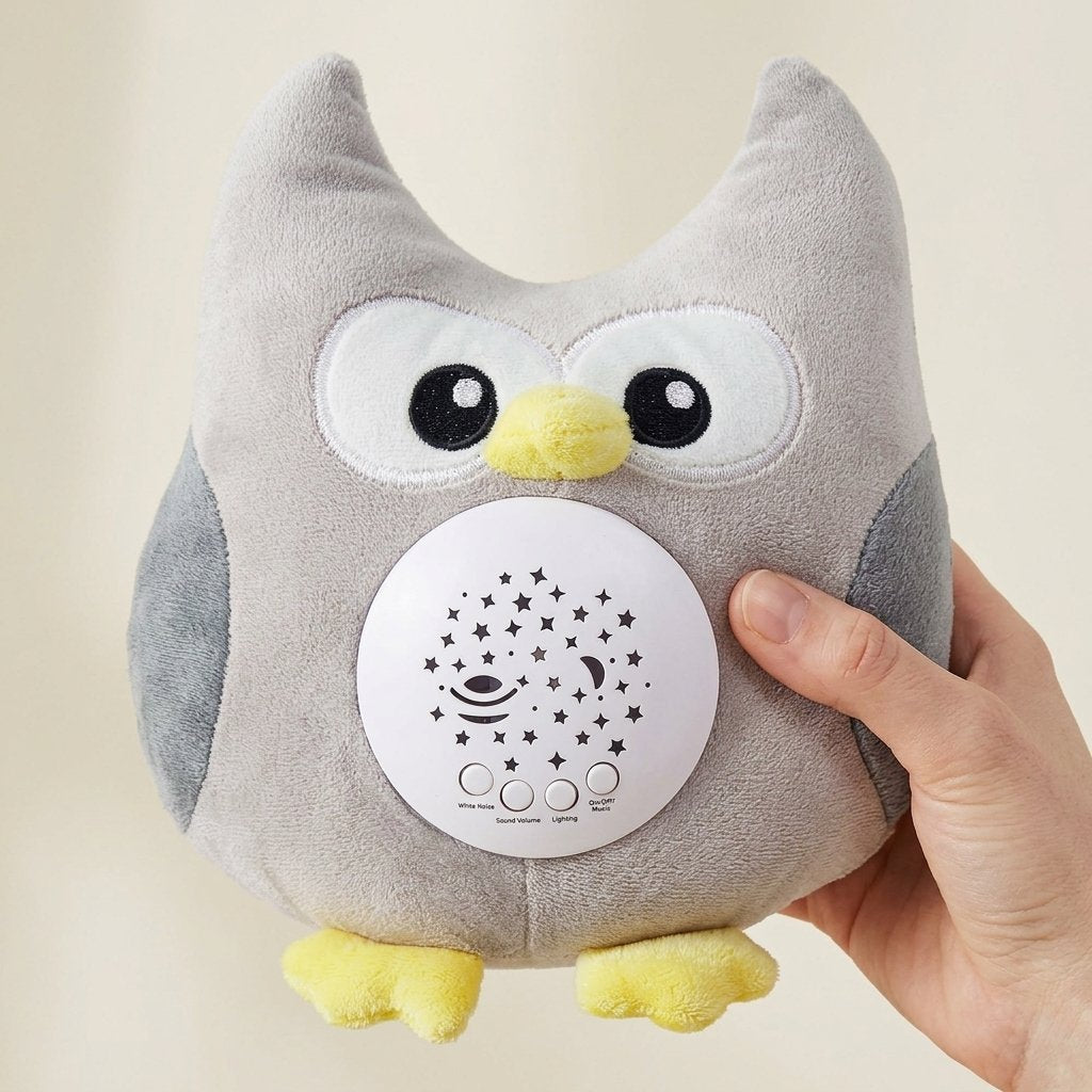Main tenant la peluche veilleuse hibou
