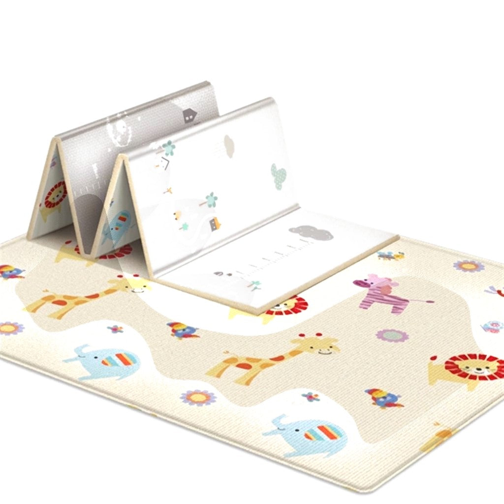 Tapis de jeu pliant réversible 180 × 100 cm, face animaux et face grise