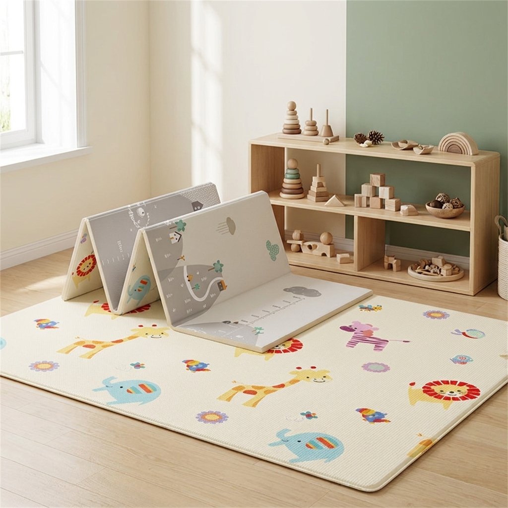 Tapis de jeu face animaux dans une chambre