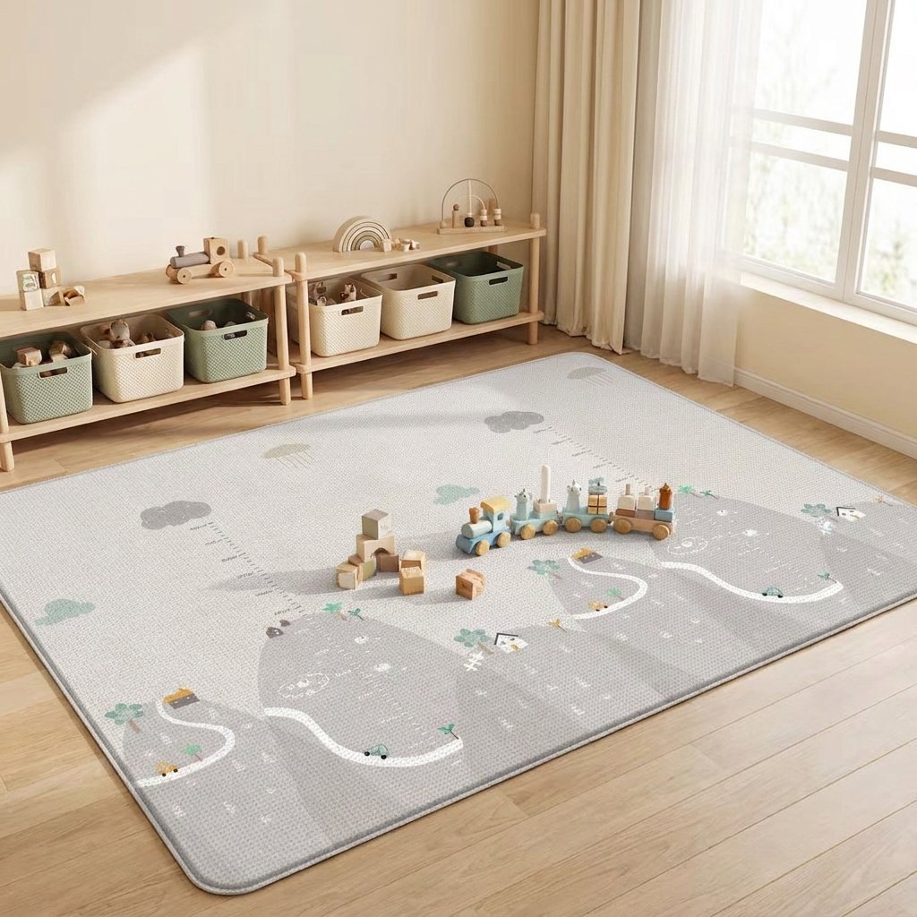 Tapis de jeu face grise dans un salon