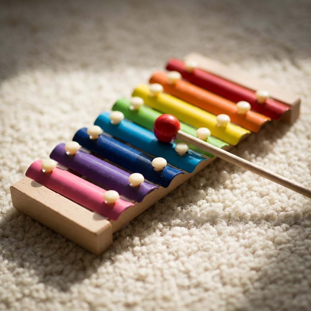 Détail des lames colorées du xylophone