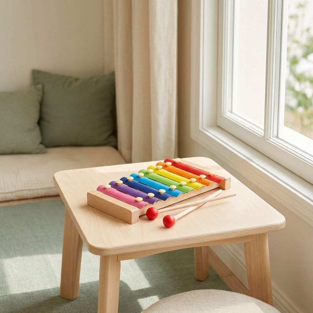 Xylophone sur une petite table en bois